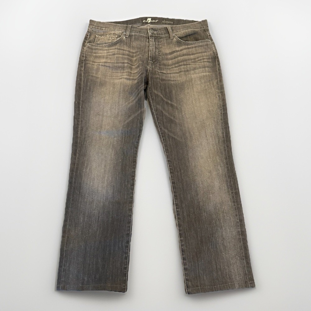 7 For All Mankind Jeans Mens 36W‎ 29L Gray Slimmy Denim Cotton Blend